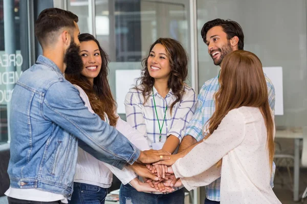 Group of business people forming a hand stack — Stock Photo, Image