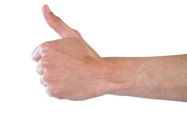 Hand showing thumbs up against white background — Stock Photo, Image