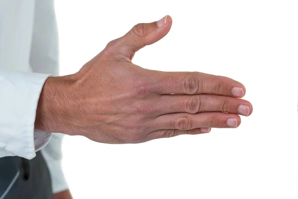 Mid sectie van het bestuur van zijn hand voor het aanbieden van handdruk — Stockfoto