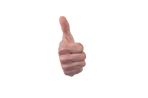 Hand showing thumb up against white background — Stock Photo, Image