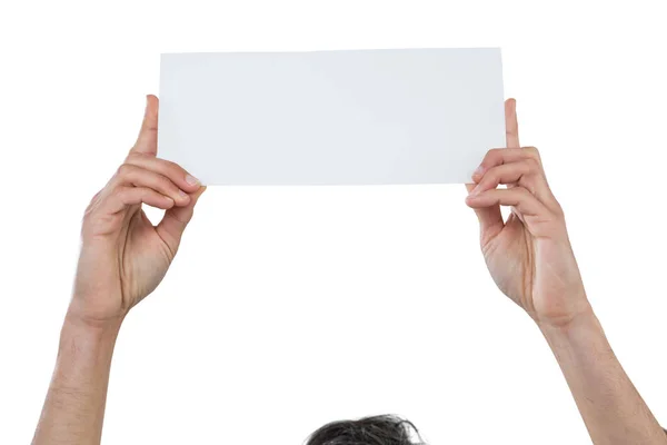 Business executive holding blank placard — Stock Photo, Image