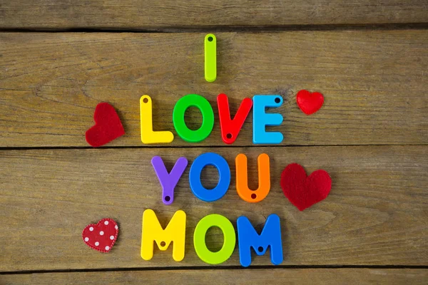 I love you mom message with red hearts — Stock Photo, Image