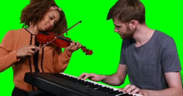 Musicians playing piano and violin — Stock Video