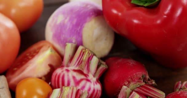 Variety čerstvé zeleniny — Stock video