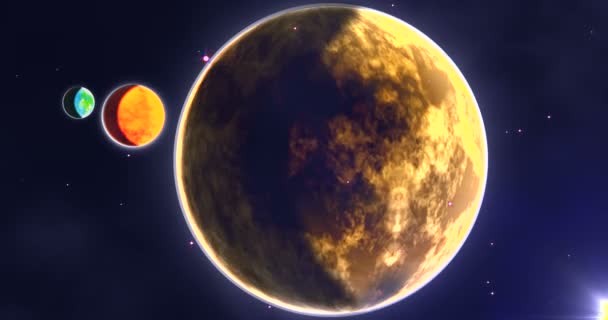 Mercurius, venus en de aarde in zonnestelsel — Stockvideo