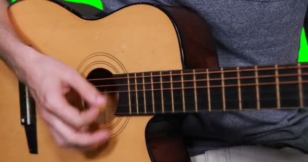 Músico masculino tocando la guitarra — Vídeos de Stock