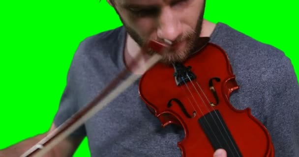 Close-up van mannelijke musicus die viool spelen — Stockvideo