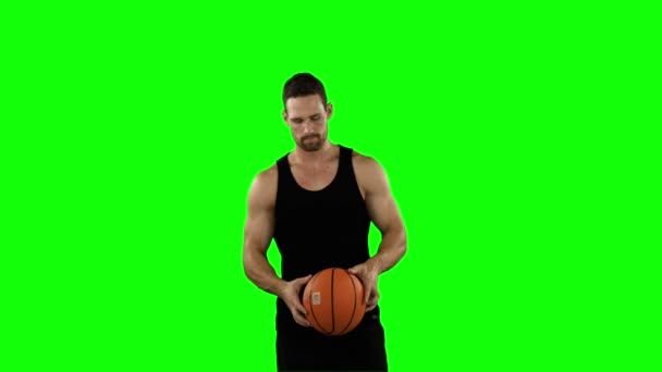 Player playing with a basketball — Stock Video