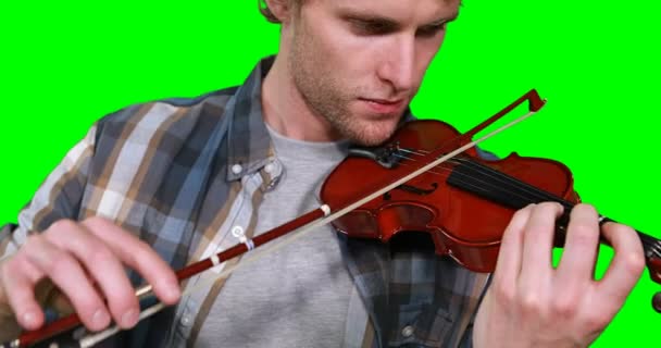 Nahaufnahme eines männlichen Musikers, der Geige spielt — Stockvideo