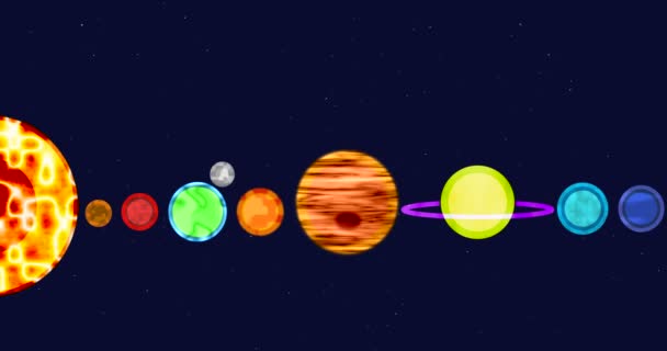 Sistema solar com sol e planetas seguidos — Vídeo de Stock