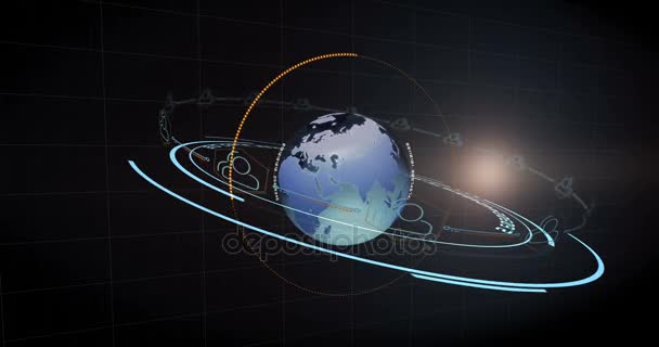 Planeta Tierra generado digitalmente y concepto de comunicación — Vídeo de stock