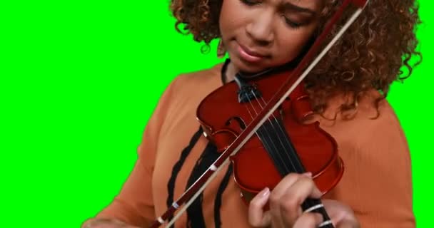 Gros plan d'une musicienne jouant du violon — Video