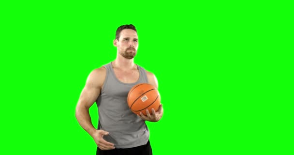 Oyuncu basketbol oynamaya hazır — Stok video