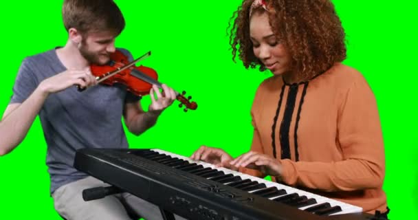 Musicians playing piano and guitar — Stock Video