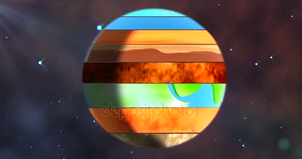 Aarde met verschillende lagen draaien in de hemel — Stockvideo