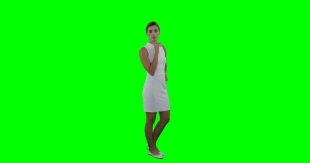 Affärskvinna röra futuristiska digital skärm — Stockvideo