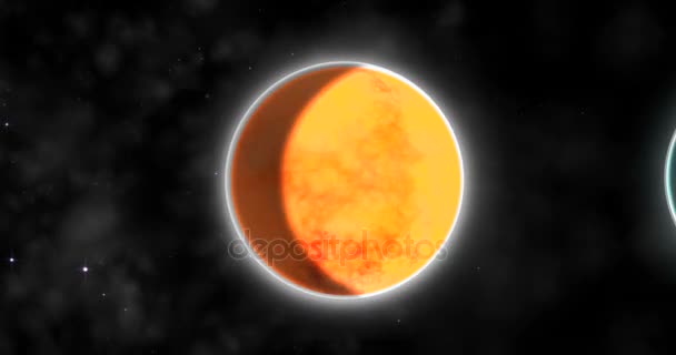 Sistema solare con sole e pianeti di fila — Video Stock