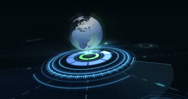 Cyfrowo wygenerowany Szyki kołowe i planeta ziemia — Wideo stockowe