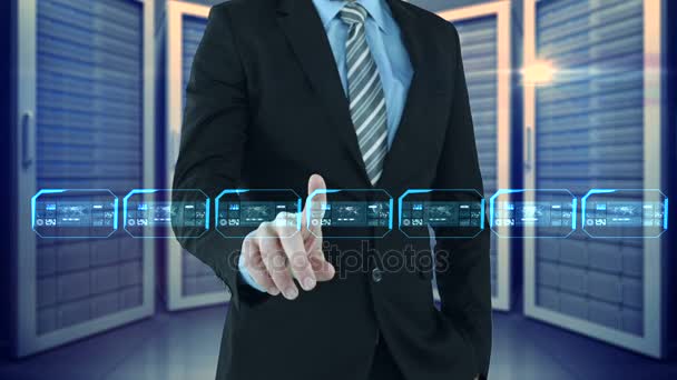 Businessman using digital interface screen — Stock Video