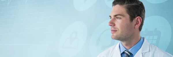 Composite image of thoughtful doctor in labcoat — Stock Photo, Image