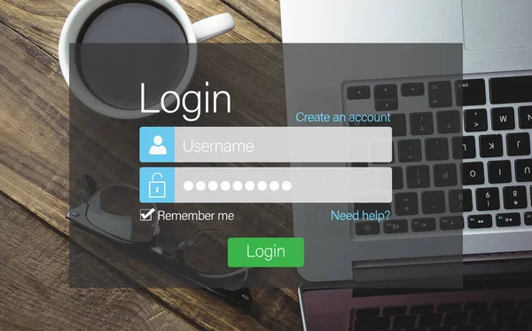 Loginpagina op laptop scherm — Stockfoto