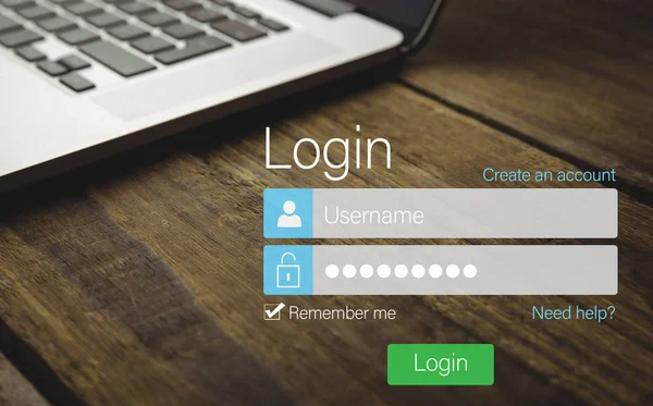 Login page on laptop screen — Stock Photo, Image