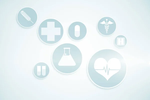 Медицинский набор икон на светло-голубом — стоковое фото