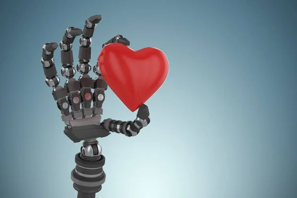 Robot hand hebt hart vorm decoratie 3d — Stockfoto
