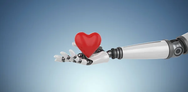 Bioniczna ręka trzyma kształt serca — Zdjęcie stockowe
