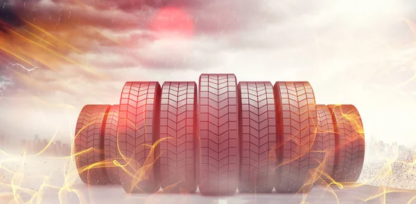 Řada pneumatik proti otevřené silnici 3 — Stock fotografie