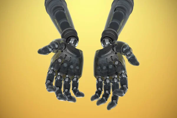 Bionic ręce na żółty — Zdjęcie stockowe