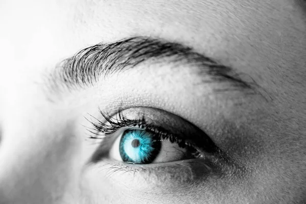 Θηλυκά γαλάζια φωτεινά μάτια — Φωτογραφία Αρχείου