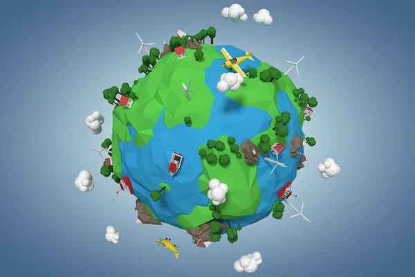 Złożony obraz złożony obraz ikonę kuli ziemskiej 3d — Zdjęcie stockowe