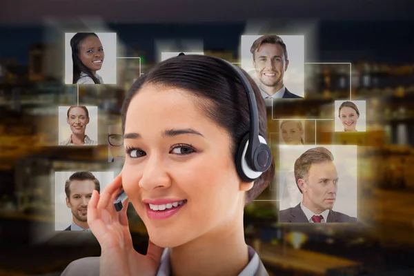 Happy operator posing with headset — Stock Photo, Image