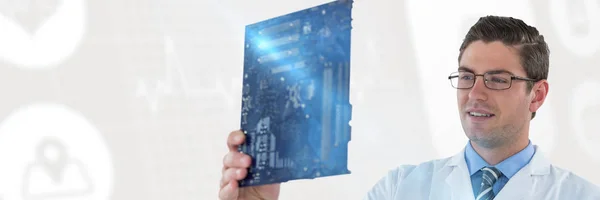 Computer engineer holding motherboard — Stock Photo, Image