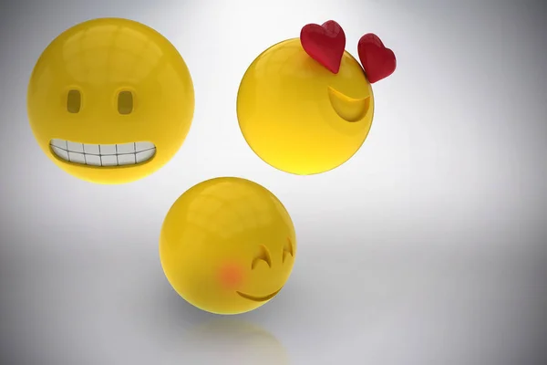 Composite image of three dimensional image of emoticons reactions 3d — Stock Photo, Image