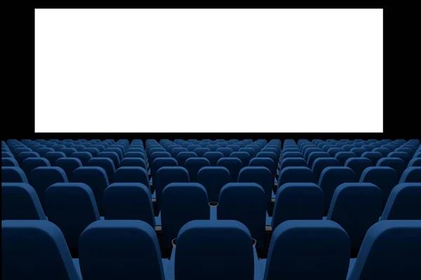 3d cinema com tela em branco — Fotografia de Stock