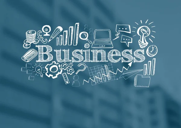Business text with drawings graphics — Stock Photo, Image