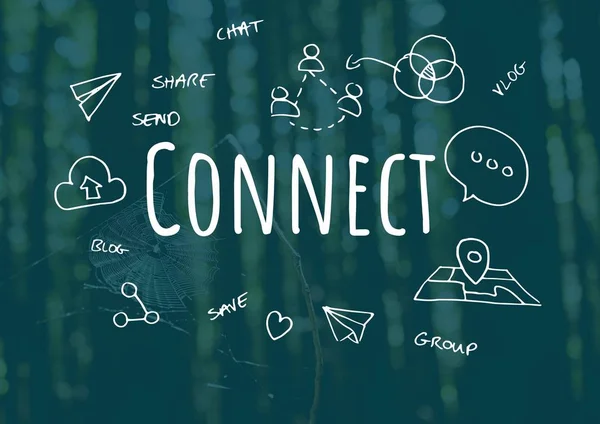 Connect text with drawings graphics — Stock Photo, Image