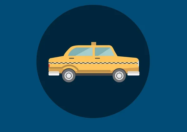 Taxi illustration icon in circle against blue background — Stock Photo, Image