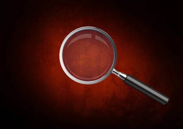 3D Magnifying glass against brown stained background — Stock Photo, Image