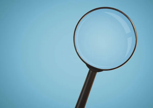 3D Magnifying glass against blue background — Stock Photo, Image