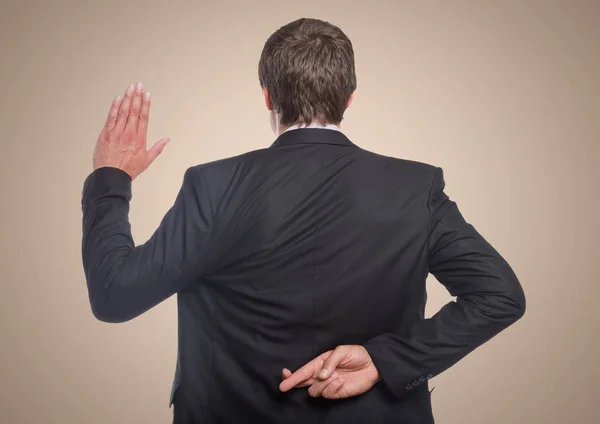 Rücken des Geschäftsmannes mit erhobener Hand und Daumen gedrückt — Stockfoto
