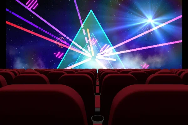 3d cinema with abstract view on screen — Stock Photo, Image