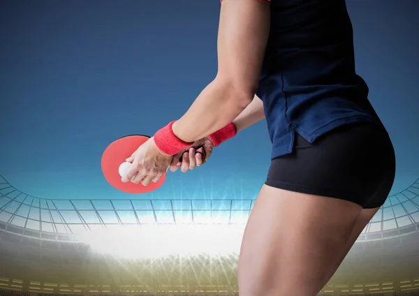 Jugador de tenis de mesa contra estadio — Foto de Stock