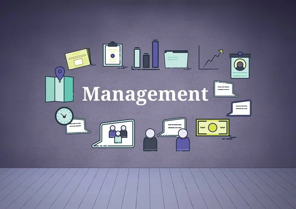 Management text with drawings graphics — Stock Photo, Image