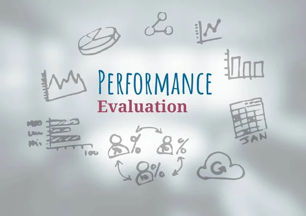 Texto de avaliação de desempenho com desenhos gráficos — Fotografia de Stock