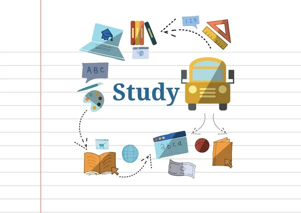 Study text with education drawings graphics — Stock Photo, Image