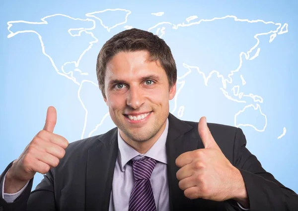 Business man with two thumbs up — Stock Photo, Image