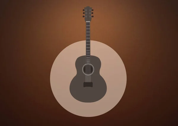 吉他的插图中圈棕色背景 — 图库照片